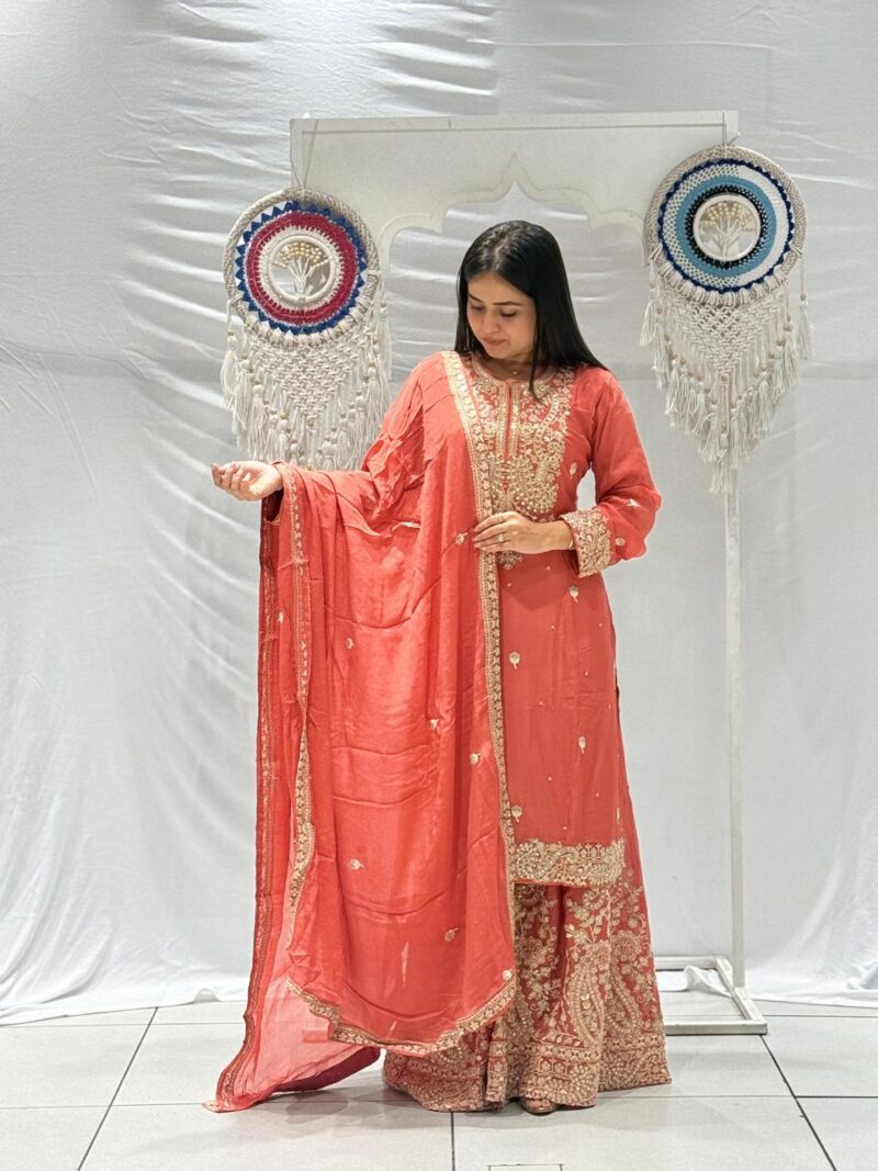 Chinon Aura Rust Handwork Palazzo Set