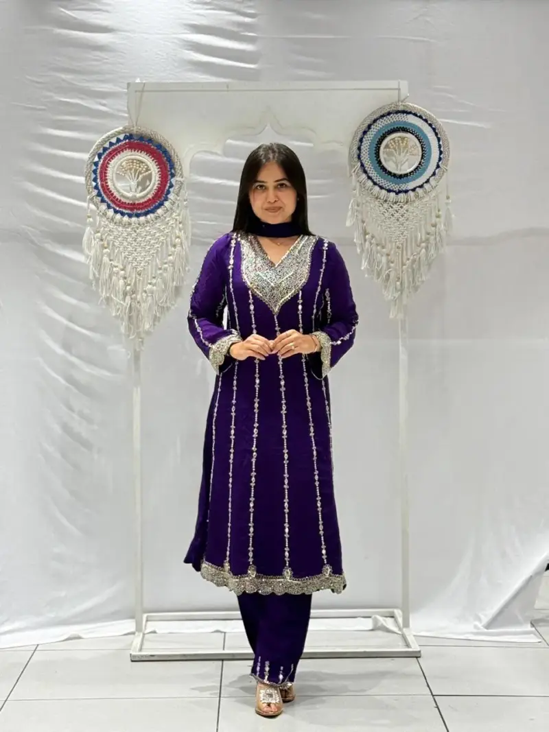 Chinon Hand Work Suit for Women | Jharokha - Image 2
