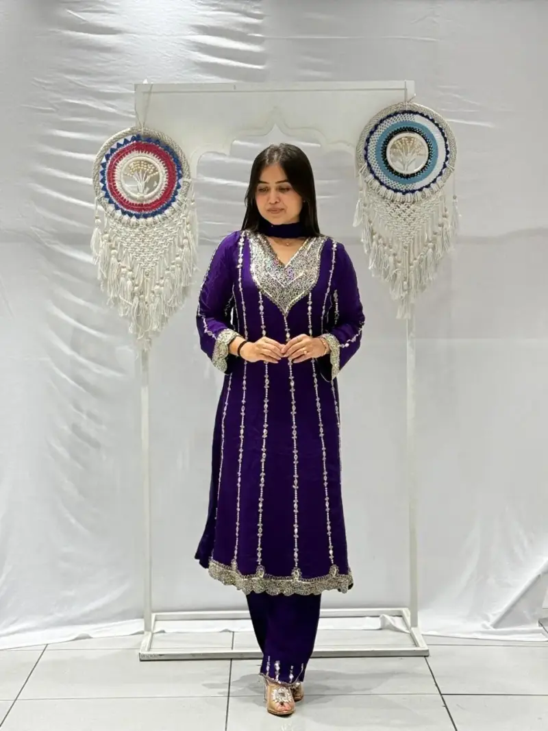 Chinon Hand Work Suit for Women | Jharokha - Image 3