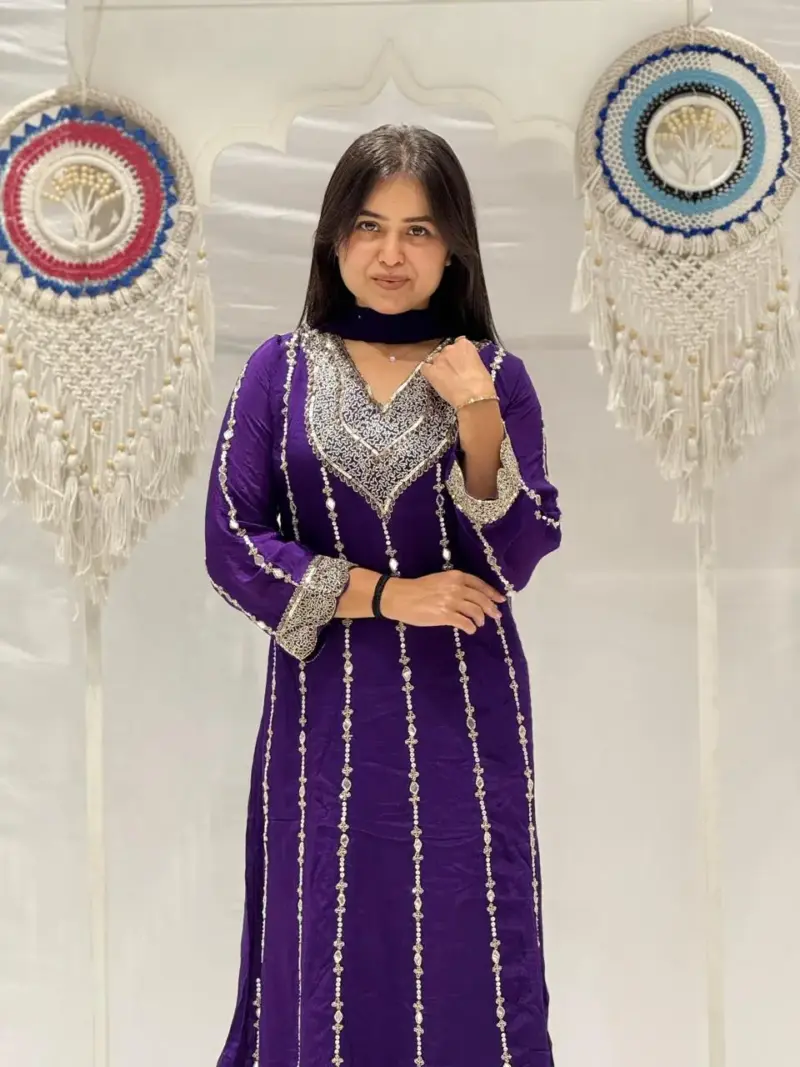 Chinon Hand Work Suit for Women | Jharokha