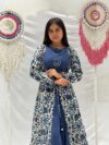Cotton Printed Jacket with Crop Top & Skirt | Jharokha