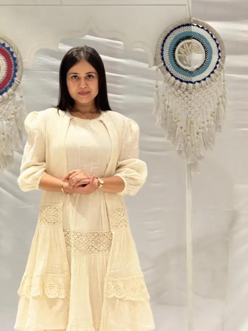 Ivory Vintage Dress with Jacket | Jharokha - Image 2